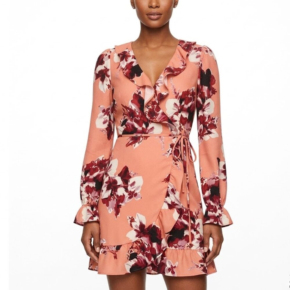 Honey Punch Floral Ruffle Wrap Mini Dress | Coquette Cottagecore Medium